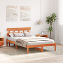 vidaXL Ágykeret fejtámlával Barna 135 x 190 cm Tömör fenyőfa