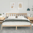 vidaXL Ágykeret fejtámlával Barna 200 x 200 cm Tömör fenyőfa
