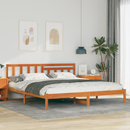 vidaXL Ágykeret fejtámlával Faggyú barna 200 x 200 cm Tömör fenyőfa