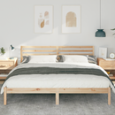 vidaXL Ágykeret fejtámlával Barna 200 x 200 cm Tömör fenyőfa