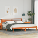 vidaXL Ágykeret fejtámlával Faggyú barna 200 x 200 cm Tömör fenyőfa