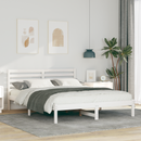 vidaXL Ágykeret fejtámlával Fehér 150 x 200 cm Tömör fenyőfa