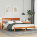 vidaXL Ágykeret fejtámlával Faggyú barna 150 x 200 cm Tömör fenyőfa