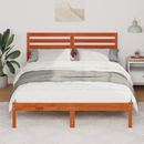 vidaXL Ágykeret fejtámlával Faggyú barna 135 x 190 cm Tömör fenyőfa
