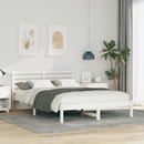 vidaXL Ágykeret fejtámlával Fehér 140 x 210 cm Tömör fenyőfa