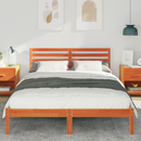 vidaXL Ágykeret fejtámlával Faggyú barna 140 x 220 cm Tömör fenyőfa