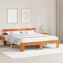 vidaXL Ágykeret fejtámlával Faggyú barna 200 x 200 cm Tömör fenyőfa