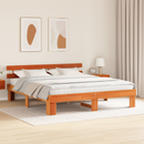 vidaXL Ágykeret fejtámlával Faggyú barna 180 x 200 cm Tömör fenyőfa