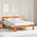 vidaXL Ágykeret fejtámlával Faggyú barna 160 x 200 cm Tömör fenyőfa