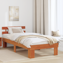vidaXL Ágykeret fejtámlával Faggyú barna 100 x 200 cm Tömör fenyőfa