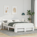 vidaXL Ágykeret fejtámlával Fehér 150 x 200 cm Tömör fenyőfa