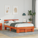 vidaXL Ágykeret fejtámlával Faggyú barna 140 x 190 cm Tömör fenyőfa