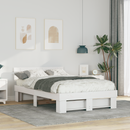 vidaXL Ágykeret fejtámlával Fehér 135 x 190 cm Tömör fenyőfa