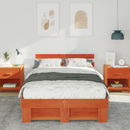 vidaXL Ágykeret fejtámlával Faggyú barna 135 x 190 cm Tömör fenyőfa