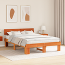 vidaXL Ágykeret fejtámlával Faggyú barna 160 x 200 cm Tömör fenyőfa