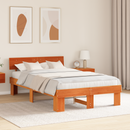 vidaXL Ágykeret fejtámlával Faggyú barna 120 x 190 cm Tömör fenyőfa