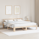 vidaXL Ágykeret fejtámlával Természetes 200 x 200 cm Tömör fenyőfa
