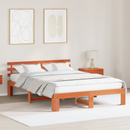 vidaXL Ágykeret fejtámlával Faggyú barna 160 x 200 cm Tömör fenyőfa
