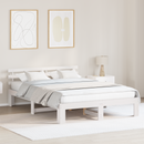 vidaXL Ágykeret fejtámlával Fehér 140 x 200 cm Tömör fenyőfa