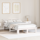 vidaXL Ágykeret fejtámlával Fehér 135 x 190 cm Tömör fenyőfa