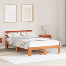 vidaXL Ágykeret fejtámlával Faggyú barna 120 x 190 cm Tömör fenyőfa
