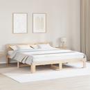 vidaXL Ágykeret fejtámlával Természetes 200 x 200 cm Tömör fenyőfa