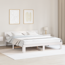 vidaXL Ágykeret fejtámlával Fehér 200 x 200 cm Tömör fenyőfa