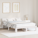 vidaXL Ágykeret fejtámlával Fehér 160 x 200 cm Tömör fenyőfa