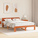 vidaXL Ágykeret fejtámlával Faggyú barna 150 x 200 cm Tömör fenyőfa