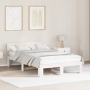 vidaXL Ágykeret fejtámlával Fehér 135 x 190 cm Tömör fenyőfa