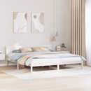 vidaXL Ágykeret fejtámlával Fehér 200 x 200 cm Tömör fenyőfa