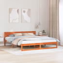 vidaXL Ágykeret fejtámlával Faggyú barna 200 x 200 cm Tömör fenyőfa