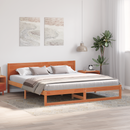 vidaXL Ágykeret fejtámlával Faggyú barna 200 x 200 cm Tömör fenyőfa