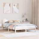 vidaXL Ágykeret fejtámlával Fehér 150 x 200 cm Tömör fenyőfa