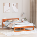 vidaXL Ágykeret fejtámlával Faggyú barna 150 x 200 cm Tömör fenyőfa