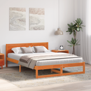 vidaXL Ágykeret fejtámlával Faggyú barna 140 x 200 cm Tömör fenyőfa