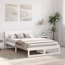 vidaXL Ágykeret fejtámlával Fehér 120 x 200 cm Tömör fenyőfa