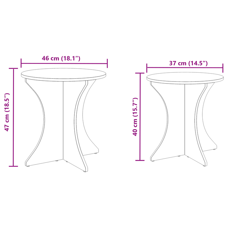 vidaXL Dohányzóasztal 2 pcs Fehér 46 x 46 x 47 cm Tömör fenyőfa