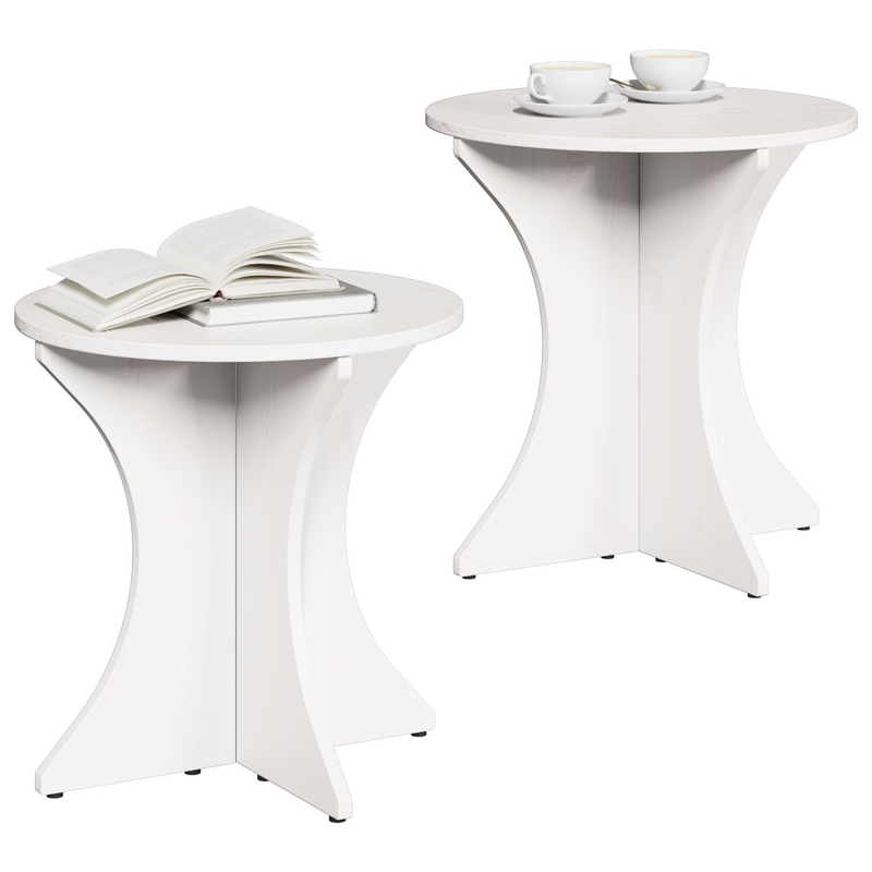 vidaXL Dohányzóasztal 2 pcs Fehér 46 x 46 x 47 cm Tömör fenyőfa
