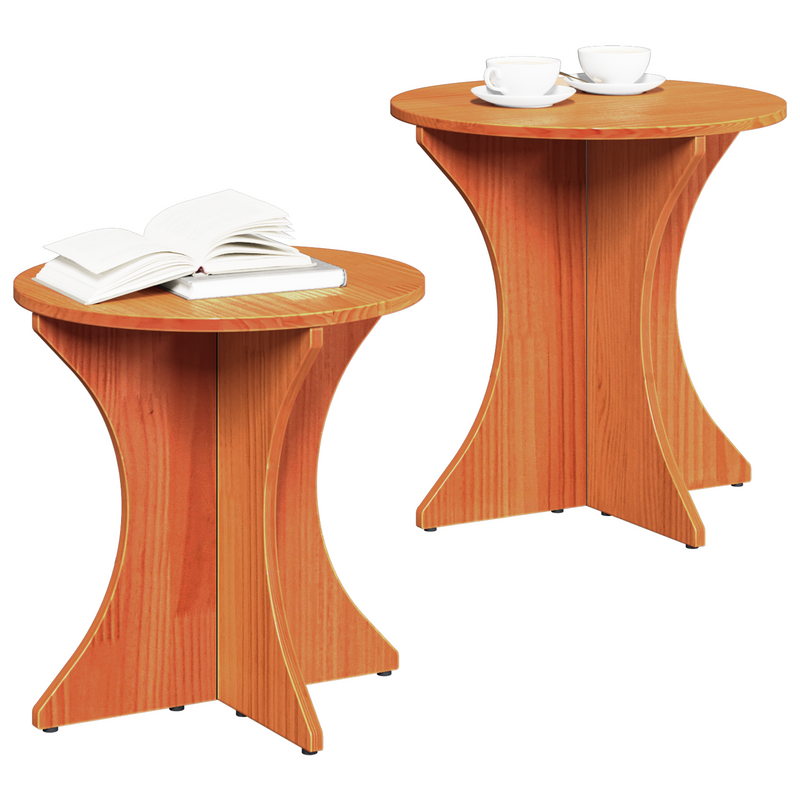 vidaXL Dohányzóasztal 2 pcs Viaszbarna 46 x 46 x 47 cm Tömör fenyőfa