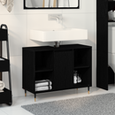 vidaXL Fürdőszoba Székény polcokkal Fekete 80 x 33 x 60 cm Faanyag