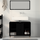 vidaXL Fürdőszoba Székény polcokkal Fekete 80 x 33 x 60 cm Faanyag