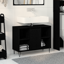 vidaXL Fürdőszoba Székény polcokkal Fekete 80 x 33 x 60 cm Faanyag
