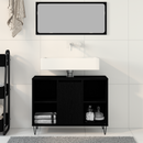 vidaXL Fürdőszoba Székény polcokkal Fekete 80 x 33 x 60 cm Faanyag