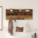 vidaXL Fali Kabáthorog polcokkal Öreg fa 100 x 40 x 12 cm Faanyag
