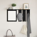 vidaXL Fali Kabáthorog polcokkal Musta tammi 85 x 10 x 45 cm Faanyag