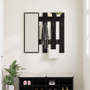 vidaXL Fali Kabáthorog tükörrel Fekete tölgy 100 x 10 x 100 cm Faanyag