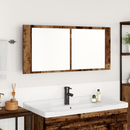 vidaXL LED Tükörszekrény polcokkal Öreg fa 100 x 12 x 45 cm Faanyag