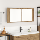 vidaXL LED Tükörszekrény Artisan tölgy 100 x 12 x 45 cm Faanyag