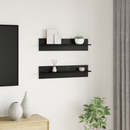 vidaXL Falpolc polcokkal 2 pcs Fekete tölgy 80 x 11,5 x 18 cm Faanyag